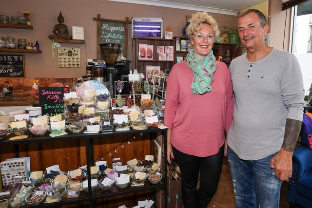 Mystic Coffee Lounge in Cosham High Street has a 4.5 star rating on Google from 72 reviews. Pictured is Kate May and her partner Colin Flaherty.