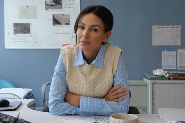 Michelle Keegan stars as DI Emma Crane in the new ITV drama series The Blame (Picture: Quay Street Productions for ITV/ITVx)