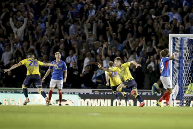 Pompey appeared to be cruising to a 3-1 victory over 10-man Coventry with 15 minutes remaining. It ended 3-3. Picture: Robin Jones/Digital South