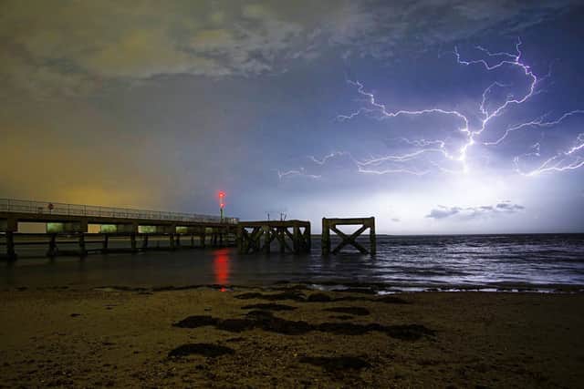 Lightning seen from Eastney beach in May this year Picture: @liamnashphotography / Neil Harris Instagram: @champ4334