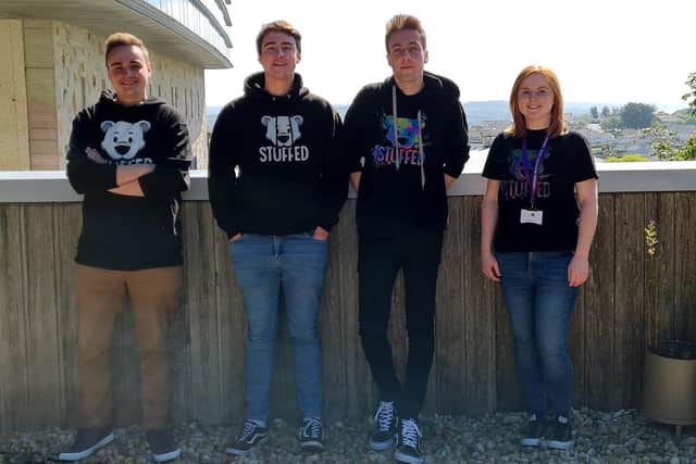 The Waving Bear Studio team - four former University of Portsmouth students. From left: Matt Busuttil, Dan Busuttil, Ashley Wharfe, Lucy Earp