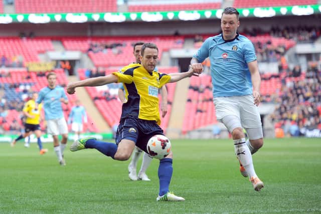 Justin Bennett, left, has scored four goals already this season against Wessex Premier sides in cup ties. Picture: Paul Jacobs