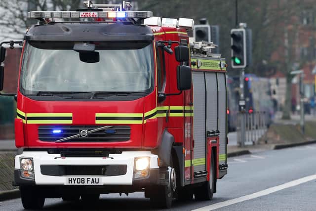 Hampshire Fire and Rescue fire engine, Winston Churchill Avenue, Portsmouth.             Picture: Chris Moorhouse           (240119-9)
