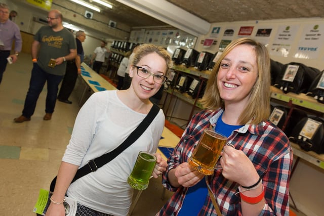 Wickham Charity Beer Festival 2018. Festival participants (L-R) Nikki Knell drinking 'Signs of Spring' and Steff Page with 'Golden IPA'. Picture: Duncan Shepherd 180338-011