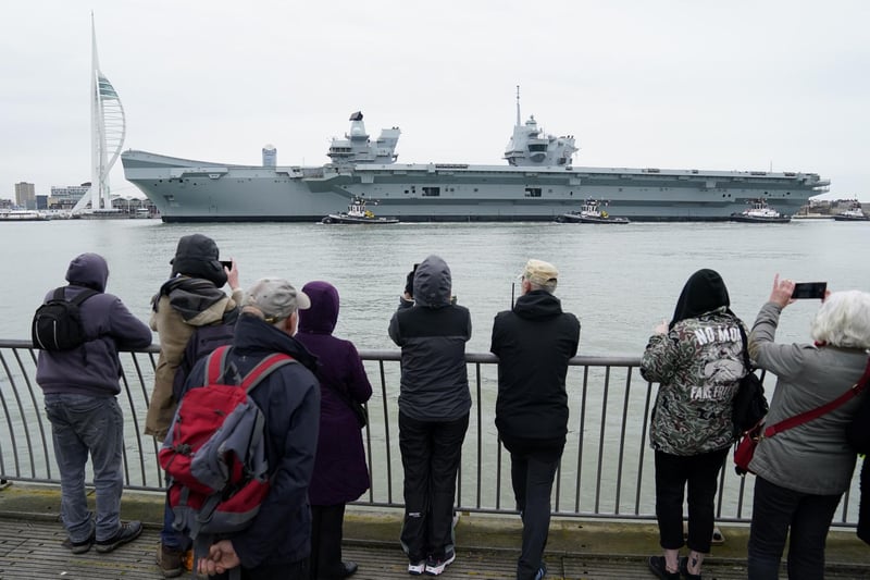 HMS Prince of Wales returns to her home port of Portsmouth. Picture: Andrew Matthews/PA Wire