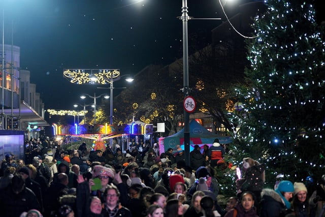 Christmas lights in Palmerston Road, Southsea, were switched on during the evening of Thursday, November 21, 2024.
Picture: Sarah Standing (211124-8847)