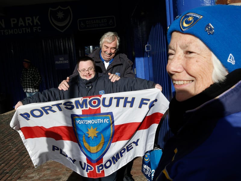 Pompey fans prior to the FA Cup tie with AFC Bournemouth at Fratton Park in January 2016. Photo by Adrian Dennis/AFP via Getty Images