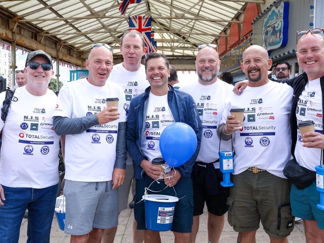 Some of the walkers in the Walk The Island event in aid of the John Jenkins Stadium. Picture: Chris Moorhouse