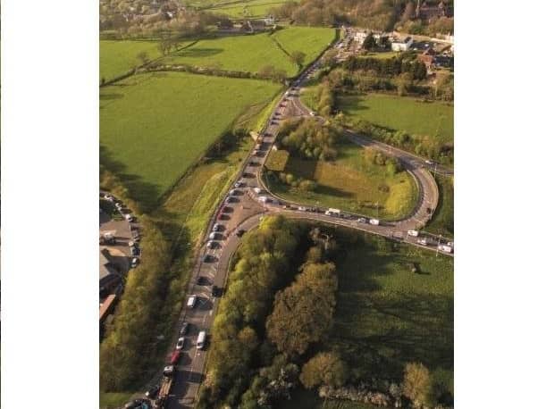 The new bypass will start at Crossbush junction, currently a major bottleneck heading towards Arundel from the east. Picture: Highways England.
