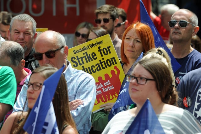 Back in 2016, members of the teaching union the NUT held a rally in Commercial Road Portsmouth during a one day strike against Government policy. Picture: 05/06/16