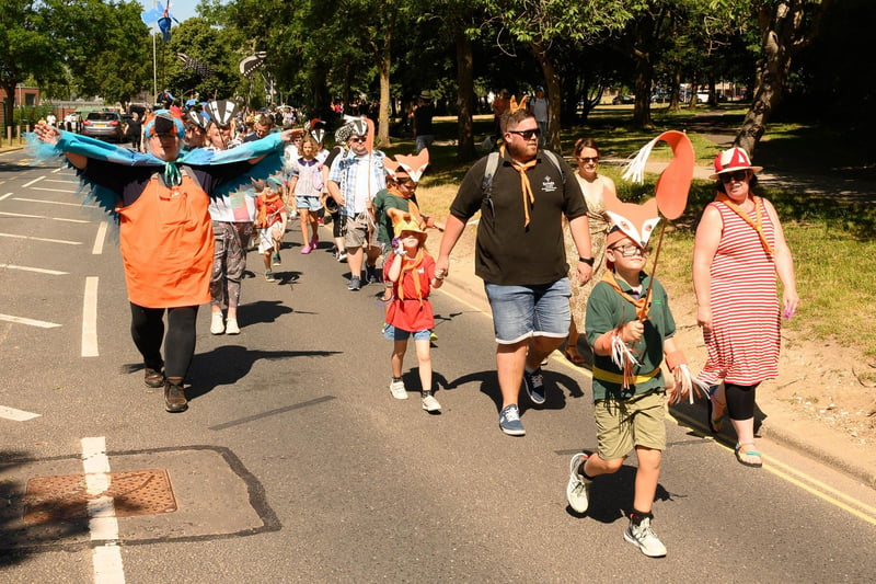 Scouts and other carnival attendees in costume.
Picture: Keith Woodland