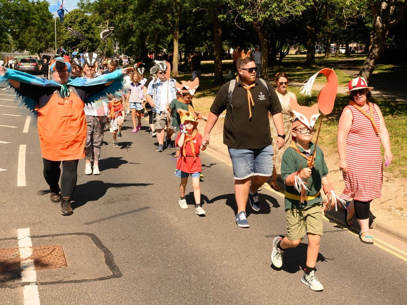 Scouts and other carnival attendees in costume.
Picture: Keith Woodland