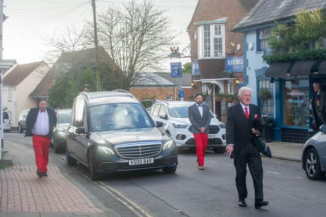 The hearse carrying Thomas Babb leaves the Blue Bell Inn, Emsworth.
Picture: Habibur Rahman