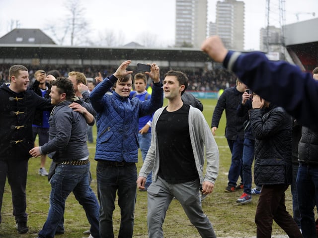 On the pitch at Brentford's Griffin Park in 2013.