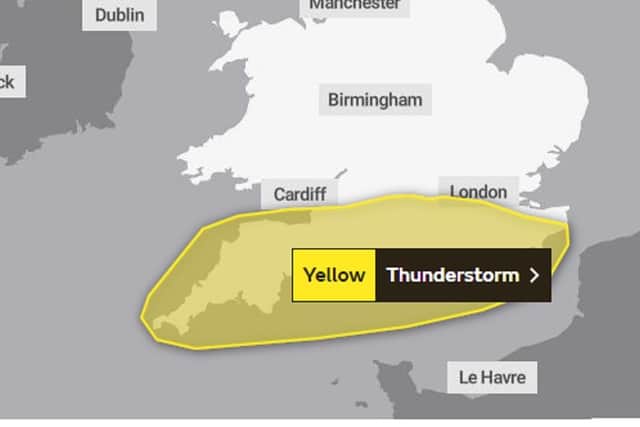 A weather warning has been issued for Portsmouth and the south coast on Saturday