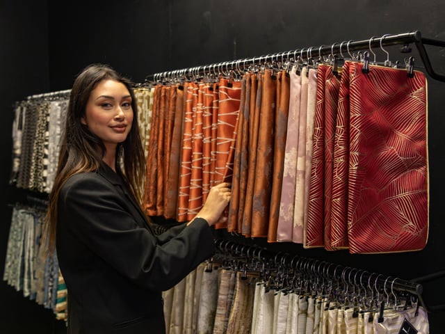 Paula Haq (30) founder of Jaquard & Co at the pop-up shop in Cascades. Picture: Mike Cooter (021124)