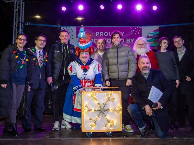 Hundreds of residents descended on Commercial Road to watch local dance troops and celebrities come together to turn on the Christmas lights.
Pictured - The Commercial Road Christmas lights are switched on
Photos by Alex Shute
