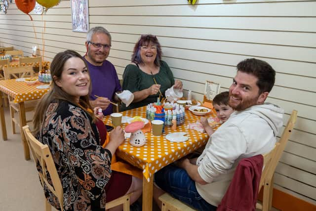 The Harvey family taking part in the open day activities. Picture: Mike Cooter (220723)