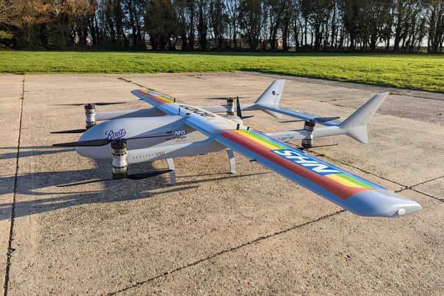Undated handout photo issued by Boots of a drone used by the company to transport prescription-only medicines making it the first community pharmacy in the UK to do so. Picture: Boots/PA Wire
