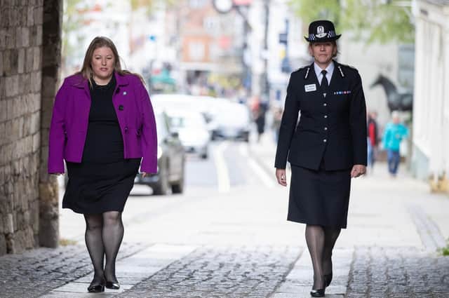 Police and crime commissioner for Hampshire Donna Jones (left) and Hampshire chief constable Olivia Pinkney in Winchester last year Picture: Andrew Matthews/PA Wire