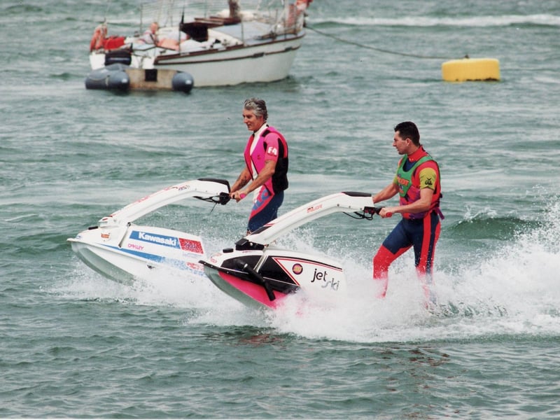 Jetskiiers having fun off of Southsea Beach on July 26 1992. The News PP3643