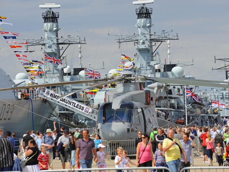 So many people wanted to go on board the ships that were alongside including HMS Dauntless, HMS Westminster and HMS Cumberland 1st August 2010. Picture: Malcolm Wells 102438-1117