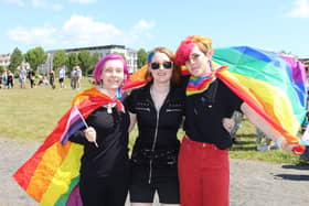 From left: Jessica Berryman, Heather Stirling, and Bee Patrick at last year's Portsmouth Pride on Southsea Common Picture: Emily Jessica Turner