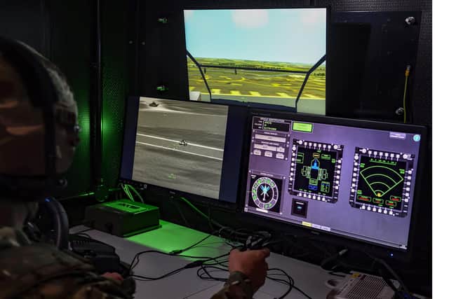 A soldier during virtual training