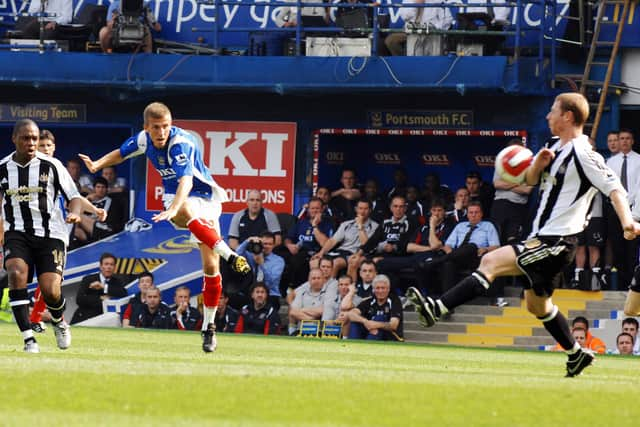 Gary O'Neil fires in a shot against Newcastle in April 2007. Picture: Steve Reid