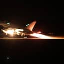 An RAF Typhoon aircraft takes off to join the US led coalition to conduct air strikes against military targets in Yemen. Image: Sergeant Lee Goddard/Ministry of Defence.