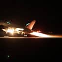 An RAF Typhoon aircraft takes off to join the US led coalition to conduct air strikes against military targets in Yemen. Image: Sergeant Lee Goddard/Ministry of Defence.