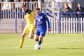 Baffins' Billy Connor in action during his side's recent 4-0 home Wessex League loss to Hamworthy. The two clubs meet again this weekend. Pic Martyn White.