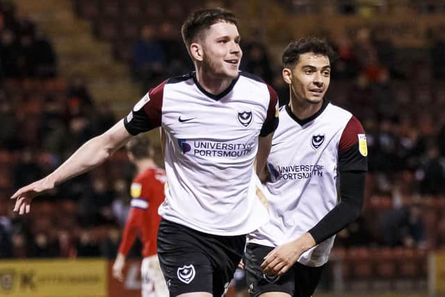 George Hirst and Tyler Walker were both on the scoresheet against Crewe in Pompey's 3-1 victory.    Picture: Daniel Chesterton/phcimages.com