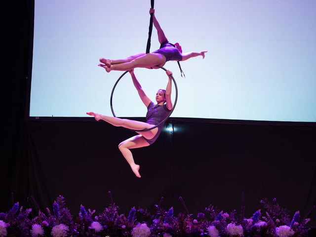 Luna Acrobatics and Aerial arts entertain the guests at The Inspirational Women Of Portsmouth Awards 2024