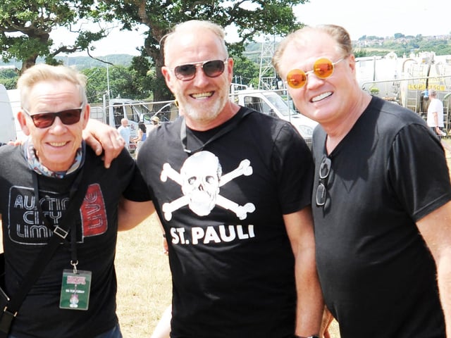 (l-r) Paul Cook of The Professionals/The Sex Pistols, Richard Jobson of The Skids and Rusty Egan (DJ/Visage) at the Isle of Wight Festival in 2018.
Picture: Paul Windsor