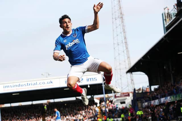 Gary Roberts celebrates his crucial equaliser against Plymouth in April 2017. Picture: Joe Pepler/Digital South