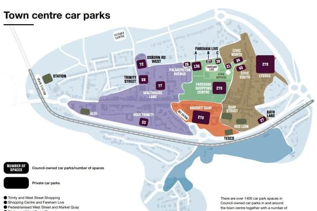 Fareham Town Centre Regeneration masterplan showing car parks sites across Fareham Town Centre