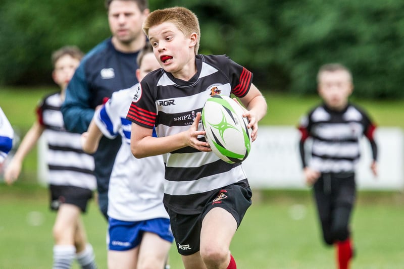 Kelso P7 Louis Henry playing against Dunfermline at Jed Jags' mini-rugby festival