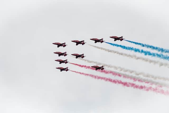 D-Day 75 event in Portsmouth red arrows and crowds. Picture: Mia Curtis-Mays