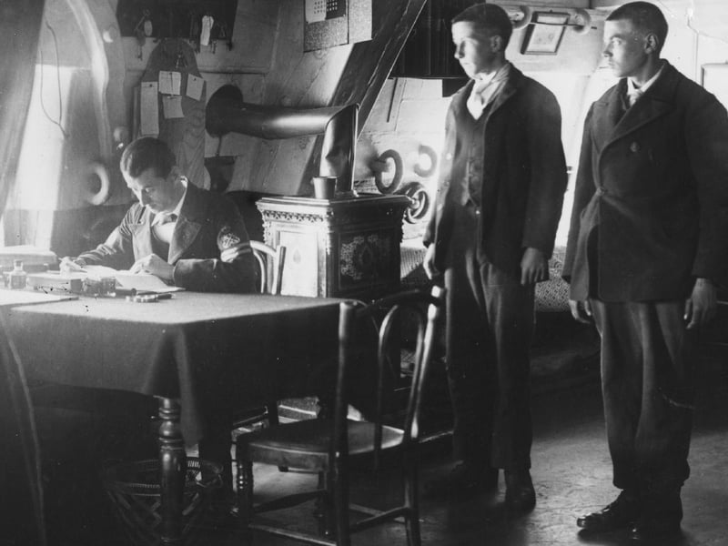 circa 1910: Naval cadets being trained on Whale Island, Portsmouth.