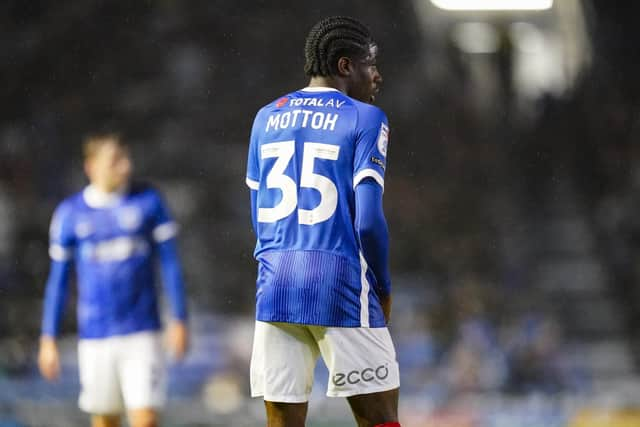 Koby Mottoh will have the chance to impress the Fratton faithful in the Hampshire Senior Cup at Gosport. Picture: Jason Brown/ProSportsImages