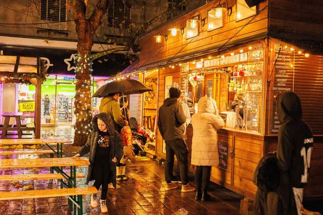 Commercial Road has been turned into a festive high street equipped with Christmas lights and a market. Picture:Marcin Jedrysiak
