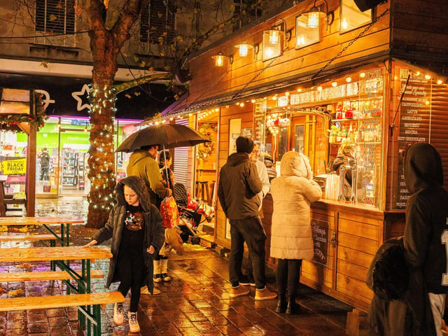 Commercial Road has been turned into a festive high street equipped with Christmas lights and a market. Picture:Marcin Jedrysiak