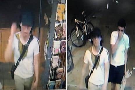 CCTV images of two suspects wanted by police following a robbery in Southsea on Thursday. Photo: Hampshire Constabulary