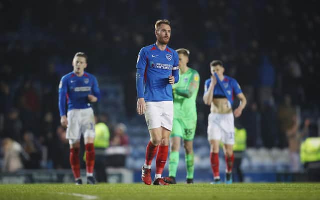Dejected players and boos against Fleetwood could yet prove to be the last entry of Pompey's 2019-20 season. Picture: PinPep Media/Joe Pepler