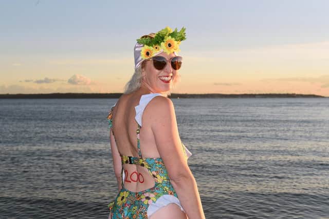 Sam Hope (43) from Lee-on-the-Solent, Elin's boyfriend of three years' mum, is now raising money for Lepra UK in memory of Elin by taking a dip in the ocean every day for a year. Her 200th dip took place on Friday, September 16, at Hill Head beach.
Picture: Sarah Standing (160922-3372)