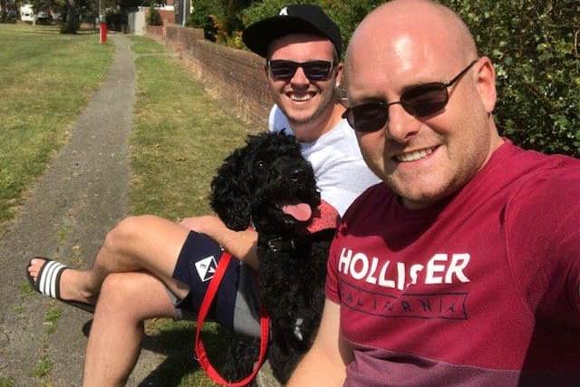 Jake with owners Jonathan Swatton (left) and Gavin Riley