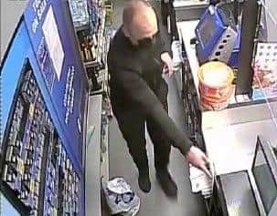 Police want to speak to this man following the robbery at One Stop in Paulsgrove