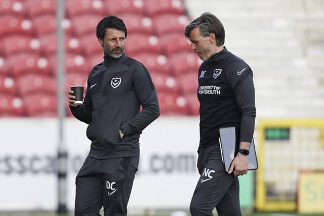 Danny Cowley in the company of his brother Nicky at Swindon on Tuesday night