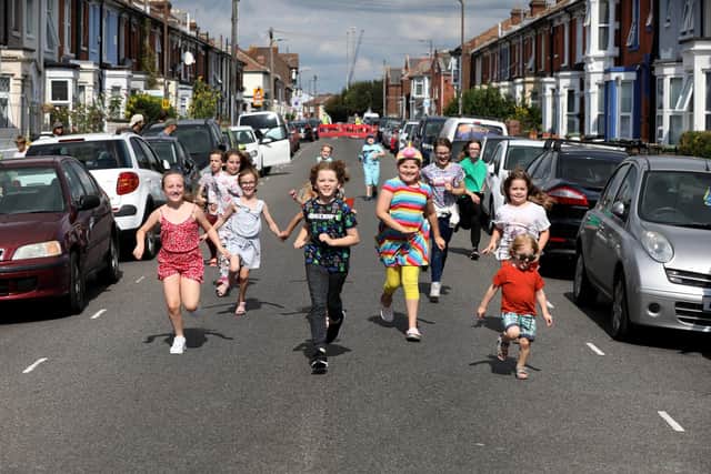 Francis Avenue was closed to through traffic for the afternoon to allow children to play in the street.
Picture: Sam Stephenson
